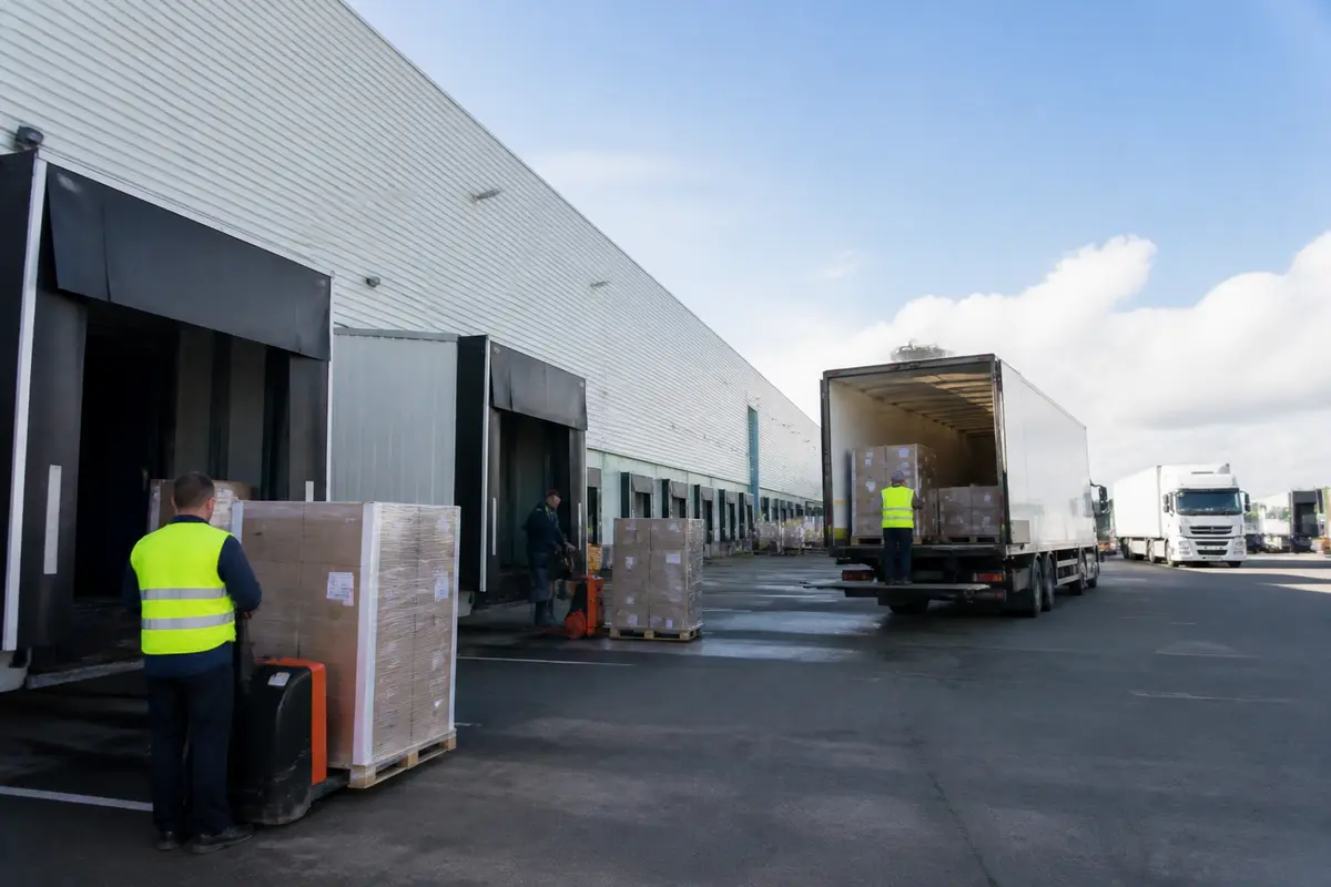 Opération de chargement de palettes dans un camion à quai avec système U Log efficace