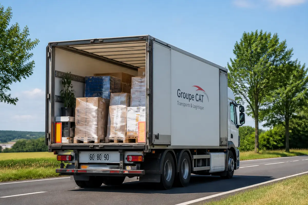 Camion transportant des palettes sur route pour le groupage de transport économique et écologique